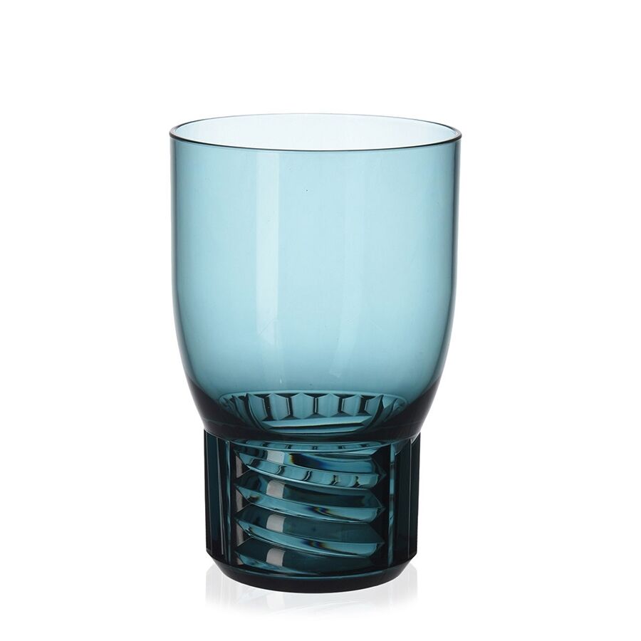 KARTELL set de 4 verres TRAMA (H 13 cm / Bleu - Technopolymère thermoplastique transparent)