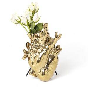 SELETTI vase en forme de coeur LOVE IN BLOOM GOLD (Or - Porcelaine)