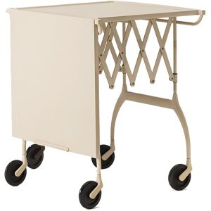 KARTELL chariot pliant a aliments BATTISTA MAT (Creme claire - Polyurethane mat doux au toucher / Acier peint)