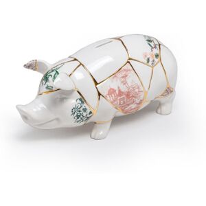 SELETTI tirelire PIGGY BANK KINTSUGI (Blanc / Or 24 carats - Porcelaine)