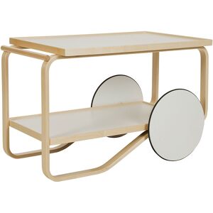 ARTEK chariot 901 TEA TROLLEY (Laqué naturel et étagères blanches - Bouleau et laminé)