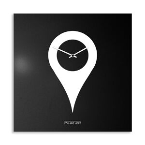 dESIGNoBJECT horloge murale YOU ARE HERE (Noir / Blanc - Tôle coupee au laser)