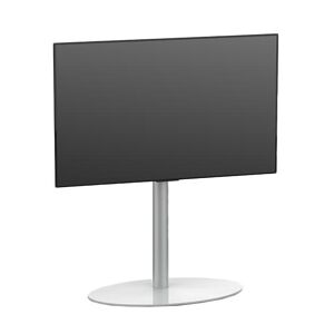 MUNARI support TV jusqu'a 55 SYDNEY SY350 (Base blanche brillante, colonne argentee - verre et metal)