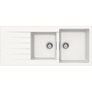 SCHOCK evier avec 2 bacs et egouttoir reversible SIGNUS D200 (Blanc pure - Cristadur® Premium)