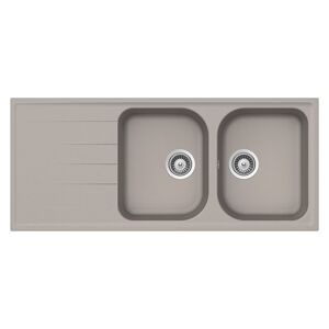 SCHOCK evier avec 2 bacs et egouttoir reversible LITHOS D200 (Gris tourterelle - Cristalite®)