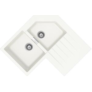 SCHOCK evier d'angle avec 2 bacs a gauche et egouttoir PRIMUS C200 (Blanc pur - Cristalite®)