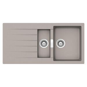 SCHOCK evier avec 1 + 1/2 bacs et egouttoir reversible PRIMUS D150 (Gris tourterelle - Cristalite®)