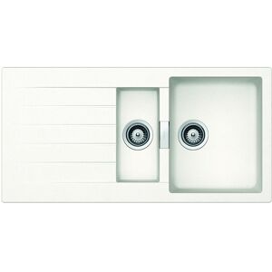 SCHOCK evier avec 1 + 1/2 bacs et egouttoir reversible PRIMUS D150 (Blanc pur - Cristalite®)