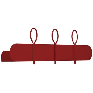 MEME DESIGN etagere murale avec 3 crochets portemanteaux BALLOON 60 cm (Rosso Dalia - Metal)