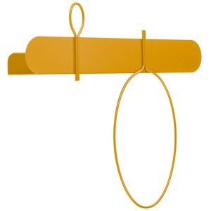 MEME DESIGN etagere murale avec 1 portemanteau et 1 porte-serviettes BALLOON 60 cm (Jaune Maya - Metal)