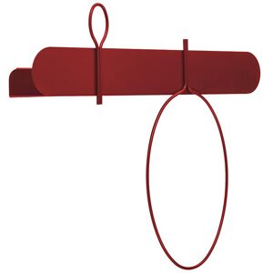 MEME DESIGN etagere murale avec 1 portemanteau et 1 porte-serviettes BALLOON 60 cm (Rosso Dalia - Metal)