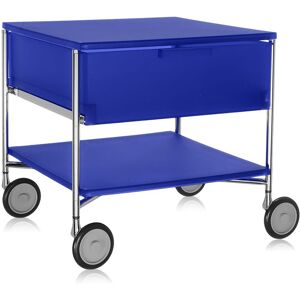 KARTELL meuble avec roues 1 tiroir et 1 etagere MOBIL (Cobalt - PMMA opaline)