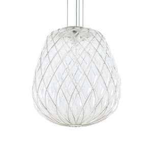 FONTANA ARTE lampe à suspension PINECONE Ø 50 cm (Transparente / Cage chromée - Verre soufflé et métal)