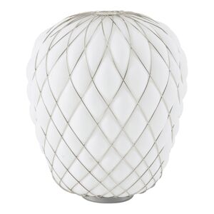 FONTANA ARTE lampe de table PINECONE Ø 50 cm (Blanc / Cage chromée - Verre soufflé et métal)