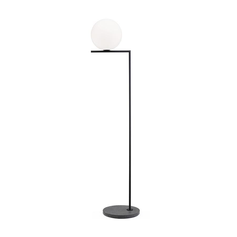 FLOS lampadaire d'extérieur IC F2 OUTDOOR (Noir, lave noir - Verre soufflé, métal et marbre)