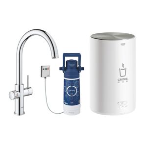 Grohe mitigeur monocommande a C RED DUO avec chaudiere pour eau bouillante instantanee 30083001 (Boiler M - acier chrome)