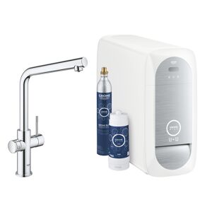 Grohe mitigeur monocommande a L avec systeme BLUE HOME pour 3 types d'eau 31454001 (Chrome - acier chrome)