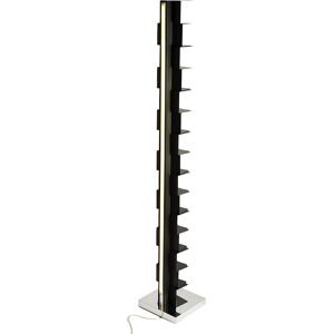 OPINION CIATTI bibliotheque avec eclairage a LED PTOLOMEO LUCE H 215 cm (Structure noire, base inox - Structure et etageres en fer laque. base [...]