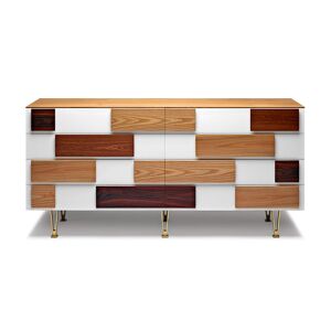 MOLTENI & C commode GIO PONTI D.655.1 (185 x 52 x H 90 cm - Orme, noyer, acajou, palissandre, laiton)