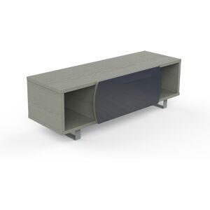 MUNARI meuble TV MK130 jusqu'a 55 Collection CORTINA EASY (Chene gris / Gris fonce - bois, Verre et metal)