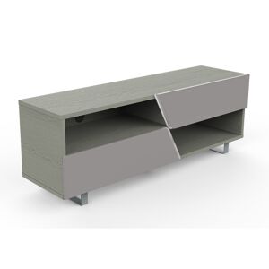 MUNARI meuble TV MK162 jusqu'a 65 Collection CORTINA WAVE (Chene gris / Gris clair - bois et metal)