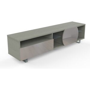 MUNARI meuble TV MK195 jusqu'a 75 Collection CORTINA GAME (Chene gris / Gris clair - bois, Verre et metal)