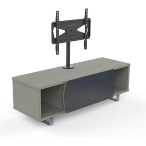 MUNARI meuble TV MK130+KC055NE jusqu'a 55 Collection CORTINA EASY (Chene gris / Gris fonce - bois, Verre et metal)