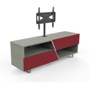 MUNARI meuble TV MK162+KC055NE jusqu'a 55 Collection CORTINA WAVE (Chene gris / Rouge - bois et metal)