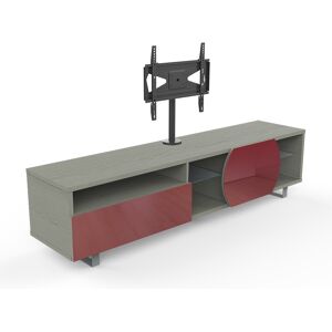 MUNARI meuble TV MK195+KC055NE jusqu'a 55 Collection CORTINA GAME (Chene gris / Rouge - bois, Verre et metal)