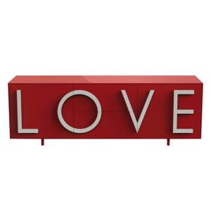 DRIADE buffet LOVE LARGE (Rouge rubis / Gris clair - MDF laque)
