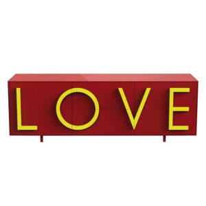 DRIADE buffet LOVE LARGE (Rouge rubis / Jaune fluo - MDF laque)