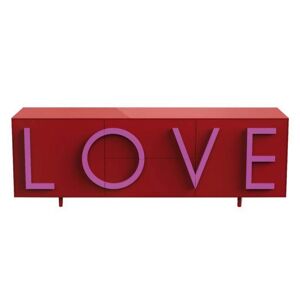 DRIADE buffet LOVE LARGE (Rouge rubis / Rose fluo - MDF laque)