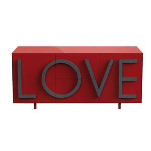 DRIADE buffet LOVE MEDIUM (Rouge rubis / Gris graphite - MDF laque)