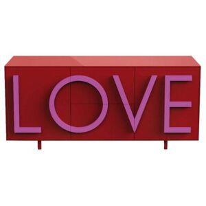 DRIADE buffet LOVE MEDIUM (Rouge rubis / Rose fluo - MDF laque)