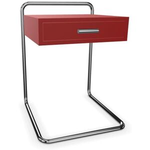 THONET chevet B 117 (Rouge RAL 3013 - Bois laque a pores fermes et acier chrome)