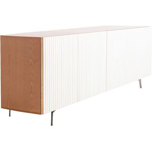 HORM buffet avec 5 portes LEON sur base Mid-Century Modern L 240 cm (H 80 cm - Bois blond et portes en hetre blanchi et bois blond)