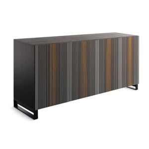 HORM buffet avec 4 portes CARLOS sur base Minimal Design L 192 cm (H 112 cm, hetre teinte moka - bois et verre)