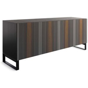 HORM buffet avec 4 portes CARLOS sur base Minimal Design L 192 cm (H 96 cm, hetre teinte moka - bois et verre)