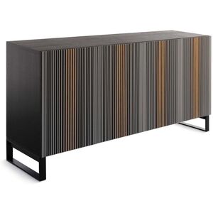 HORM buffet avec 4 portes CARLOS sur base Minimal Design L 192 cm (H 128 cm, hetre teinte moka - bois et verre)