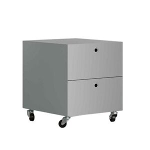 KRIPTONITE meuble a tiroirs sur roulettes 2 tiroirs L 40 cm (aluminium anodise - Aluminium et bois)