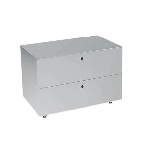 KRIPTONITE meuble a tiroirs sur roulettes 2 tiroirs L 60 cm (aluminium anodise - Aluminium et bois)