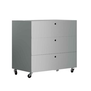 KRIPTONITE meuble a tiroirs sur roulettes 3 tiroirs L 75,5 cm (aluminium anodise - Aluminium et bois)