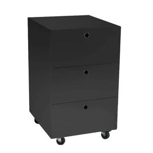 KRIPTONITE meuble a tiroirs sur roulettes 3 tiroirs L 40 cm (Noir mat - Aluminium et bois)