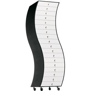 CAPPELLINI commode incurvee PROGETTI COMPIUTI SIDE 1 (Frene teinte noir et tiroirs blancs - Bois)