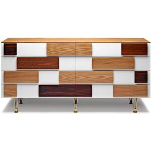 MOLTENI & C commode GIO PONTI D.655.1 (185 x 52 x H 90 cm - Orme, noyer, acajou, palissandre, laiton)