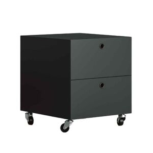 KRIPTONITE meuble à tiroirs sur roulettes 2 tiroirs L 40 cm (Noir mat - Aluminium et bois)