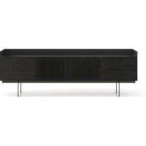 PUNT MOBLES buffet meuble STOCKHOLM avec 4 portes STH403 avec la base ZOC240 (Chêne teinté gris foncé / Dessus Noir / Base bronze - MDF E1 et [...]