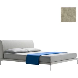 ZANOTTA lit deux personnes TALAMO avec pieds nickel satine pour matelas 160 x 200 cm (24803 - Cat. 20 - VALE 37% Lin / 63% Coton)