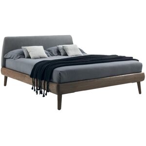 RIVA 1920 lit a deux places MY BED 182 x 220 cm (Noyer avec noeuds - Bois massif et tissu categorie D2)