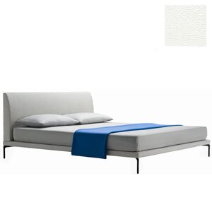 ZANOTTA lit deux personnes TALAMO avec pieds noir pour matelas 160 x 200 cm (0650 - Cat. 90 - cuir Scozia Fiore poli à l'émeri)